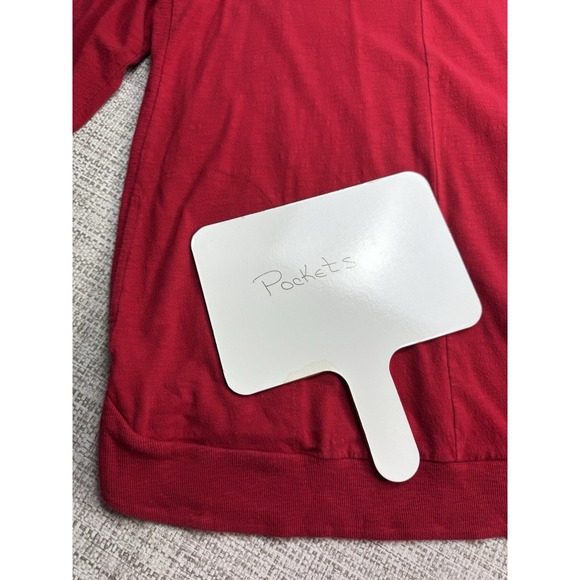 J Jill Red Knit Popover Top Tunic Cotton Stretch V-Neck Pockets Round Hem XL - Picture 5 of 11